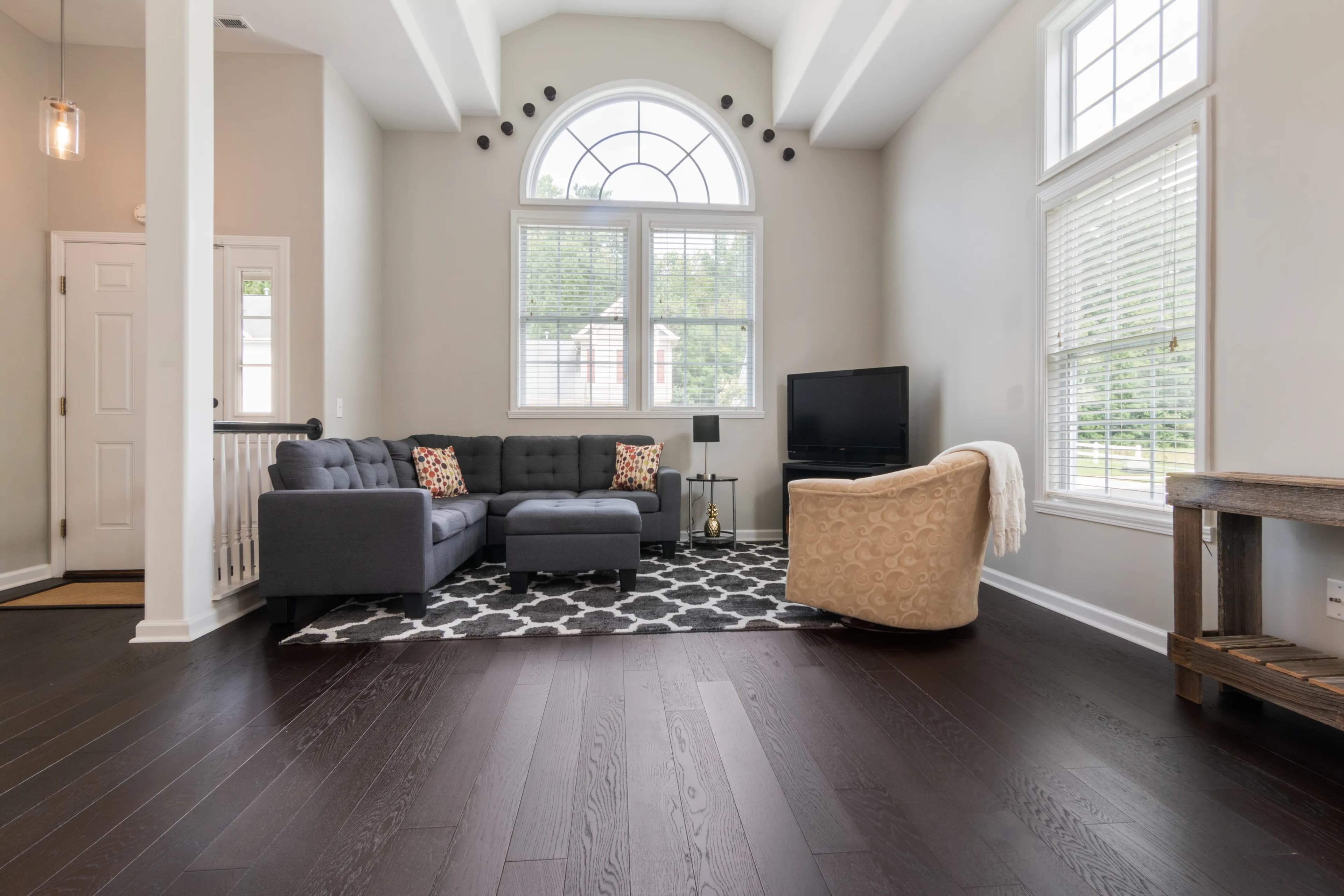 Newly installed timber floor in a living room, representative of homes in Schofields